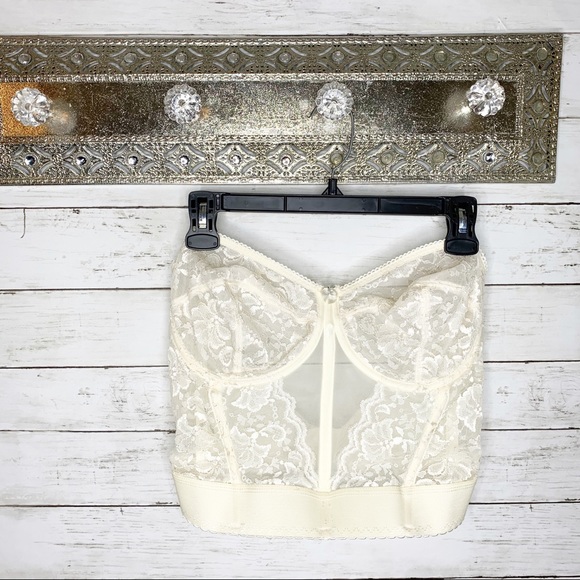 Vintage Other - Vintage Goddess Sheer Lace Off White Bustier 38DD